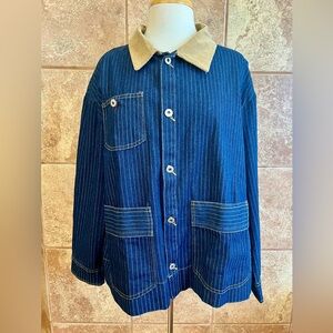 &Merci Striped Denim Barn Jacket Unlined Size Large NWT
